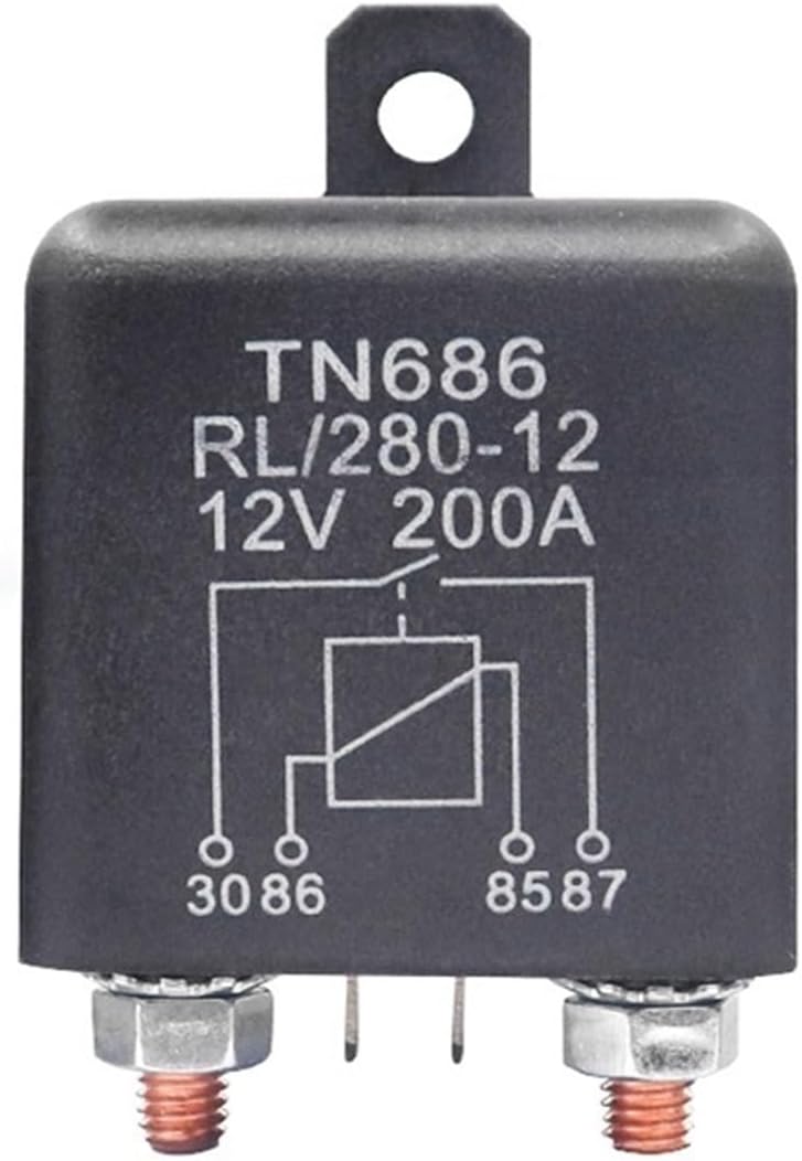 NISZA 100A/120A/200A high Current Starting Relay car Relay Main Power Switch 12V/24V 4PIN Silver Contact Copper Coil (Color : 200A, Size : 12V)