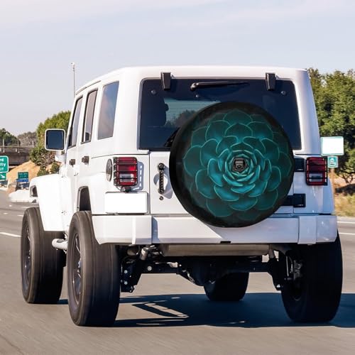 Image of Delerain Spare Tire Cover with Backup Camera Hole Teal Cactus Wheel Covers Waterproof Dust-Proof UV Sun Universal Fit for RV Trailer RV SUV Truck (18 Inch for Diameter 32 inch-34 inch)
