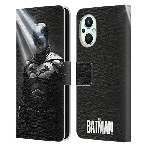 Head Case Designs sous Licence Officielle The Batman Noir et Blanc Graphiques Neo-Noir Coque en Cuir à Portefeuille Compatible avec Oppo Reno8 Lite