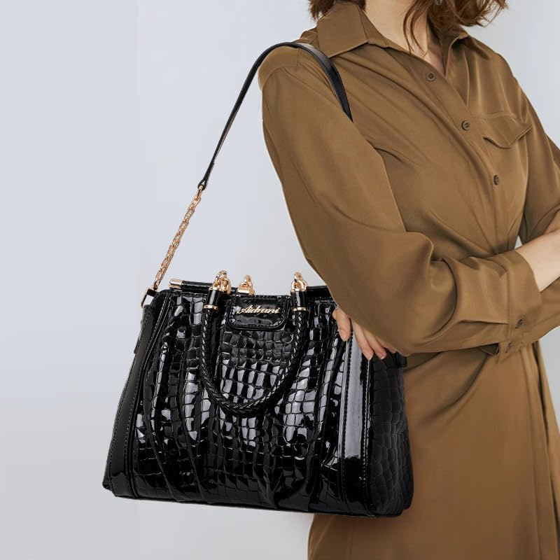 Fashionable and atmospheric crocodile pattern large capacity single shoulder handbag - Image 3