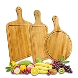 Wood Cutting Board Set 3PCS, Kitchen Bamboo Cutting Board, Chopping Board with Juice Groove and...