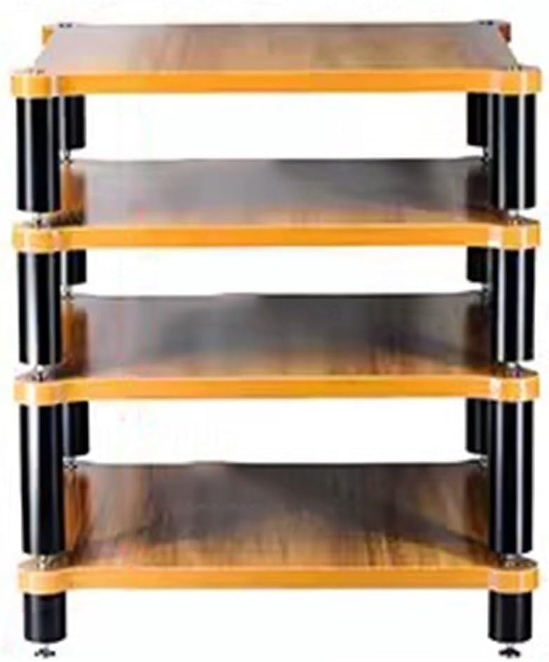 Rack HiFi a 4 strati, Armadio audio in legno massello per giradischi, amplificatore e apparecchiature AV, elegante supporto multimediale, mobili per centri di intrattenimento durevoli