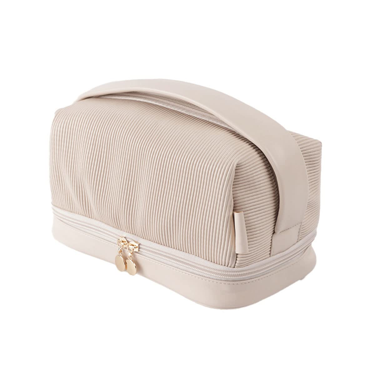 Trousse De Maquillage Double Couche - Vanity Case Marron, étui De Voyage Beauté