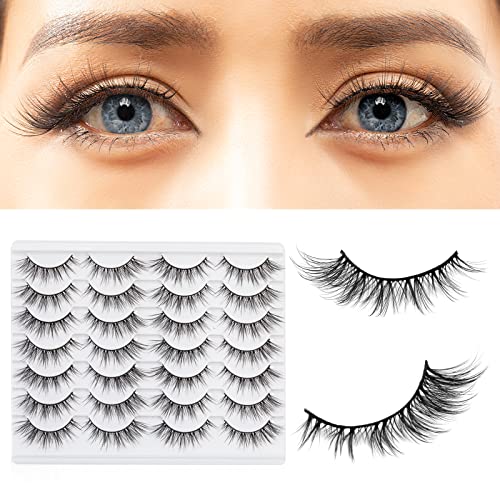 SONAFEEL Wispy Cat Eye Lashes Natural Look, Short 16mm Strip Lashes