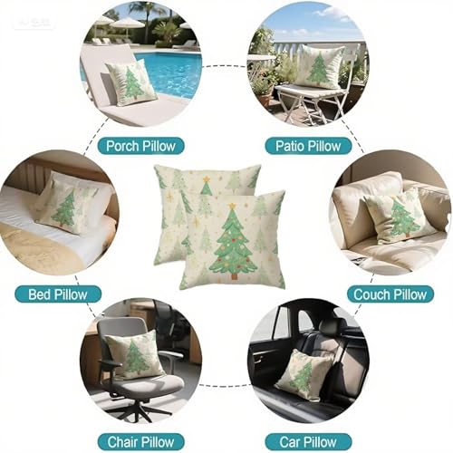 Housse coussin 65x65cm vert velours double face Noël imperméable lot de 2 - 7