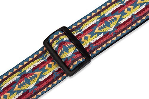 Sangle de guitare jacquard Levy's M8HT-22 aux embouts en cuir véritable