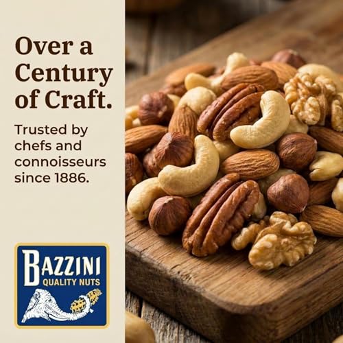 Image of Bazzini Quality Mixed Nuts 4lb Bulk Tin, Includes Cashews, Almonds, Walnuts and Filberts, Premium Roasted Mixed Nuts with Classic Crunch, Lightly Salted, Gluten Free Snack for Parties, Events, and Everyday Snacking