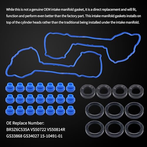 Image of HiSport Engine Valve Cover Gasket Set - Compatible with Ford Edge Explorer F-150 Flex Mustang Police Interceptor Sedan Taurus Transit-150 Transit-250 Transit-350 Transit-350 HD - Replace VS50814R