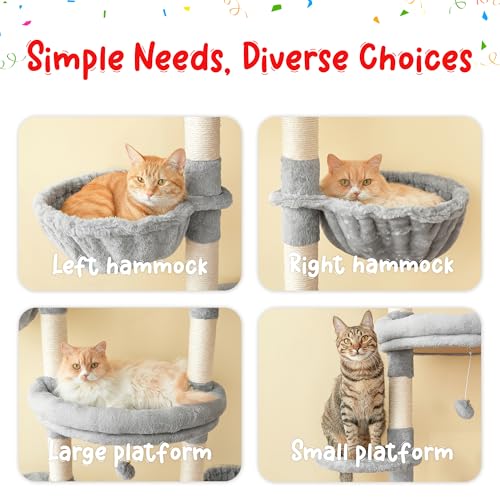 Torre para Gatos Ajustable 7 Niveles 235-258 cm Gris Claro miniatura 5