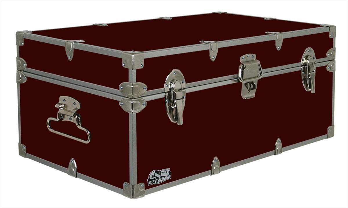 C&N Footlockers - Full-Size Happy Camper Trunk - #1 Summer Camp Trunk - Made in the USA - Steel Footlocker with Lid Stay - 32 x 18 x 13.5 Inches (Maroon)