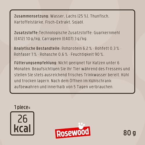 Rosewood Deli Delight Lachspüree für Katzen, 80g – Feines Topping oder Snack – Hoher Feuchtigkeitsgehalt – Ohne Zusatzstoffe – Für wählerische Stubentiger