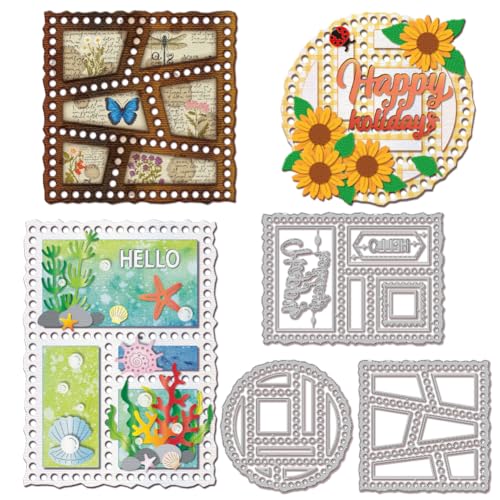 GLOBLELAND Plantillas de corte de rejilla para manualidades, scrapbooking, marco de sellos, troqueles para hacer tarjetas