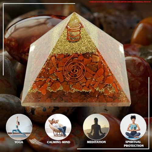 Image of Red Jasper Pyramid | 2-Inch | Large Healing Pyramid for Grounding, Energy Cleansing, and Emotional Stability|Spiritual Decor for Home and Office