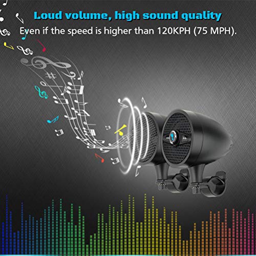LEXIN LX-S3 New Metal Motorcycle Bluetooth Speaker with FM Radio, Motorcycle Audio Systems with USB Port for Charging, Fit 0.87 to 1.25 inch Handlebar for Harley-Davidson Yamaha Indian Scout, Black
