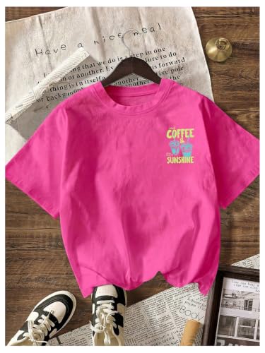 Image of RoseSeek Women's Graphic Letter Tee Crew Neck Drop Shoulder Trendy Summer T Shirt Short Sleeve Vintage Car Print Top