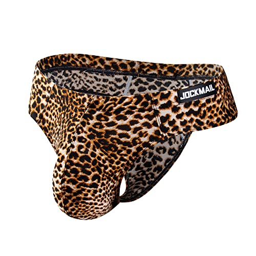 cloudmall Sexy Men's Underwear Thong Low Rise G-String Leopard Print Bulge Pouch Briefs