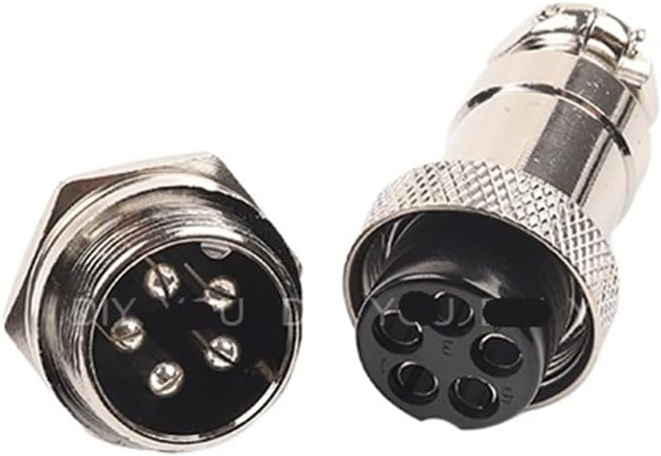 1 Set GX20 nut Type Male and Female Electrical Connector 2/3/4/5/6/7/8/9/10/12/14/15 pin 20mm Round Wire Panel Aviation Socket Plug(Gx20-5 Nut Type)