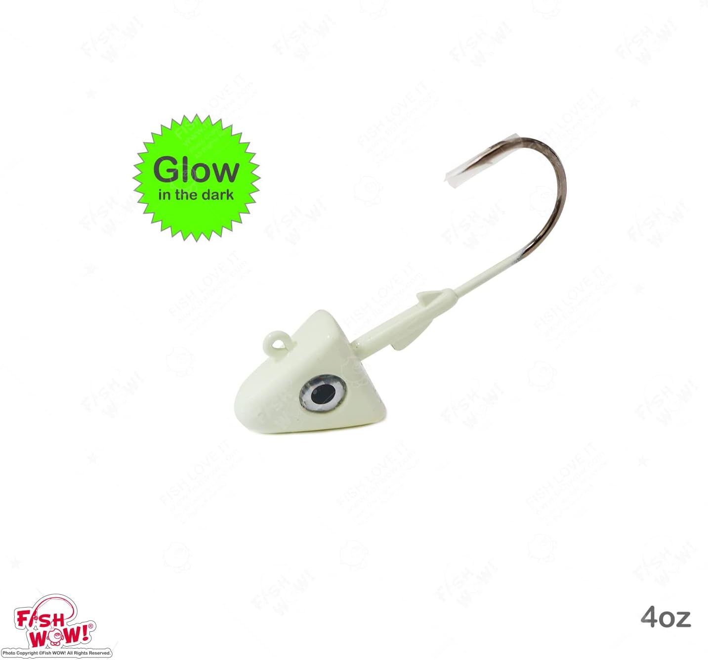 5pcs Fish WOW!® 4oz Glow Shad Jig Head 32786 MUSTAD Hook 2X Strong 9/0 Black Nickel Hooks Fish Bait swimbait Head jig Jigheads