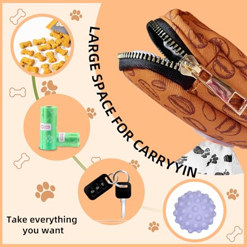 Image of Cute and Convenient Leash Attachment Dog Poop Bag Holder - Stylish Fashion Print Waste Bag Carrier,Coffee Beans,Medium