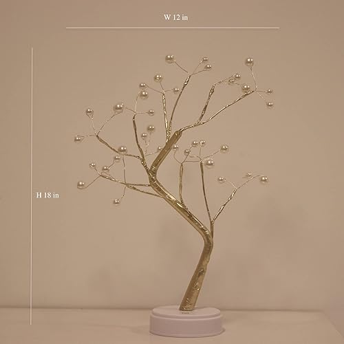 Miniatura 6 de Bonsái - Árbol iluminado con luz LED brillante para árbol con batería e interruptor táctil alimentado por USB, luces de ramas de perlas iluminadas