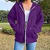 Hoodies For Women UK Oversized Hoodie Zip Up Sweatshirts Trendy Casual Loose Long Sleeve Crewneck Pullover Comfy Fall Winter Cloth Fashion Ladies Outfit Dark Purple #3