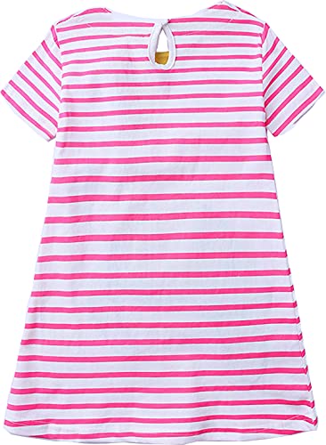KISSOURBABY Little Girls Soft Summer Cotton Short Sleeve Dresses T-Shirt Casual Cartoon Dress2