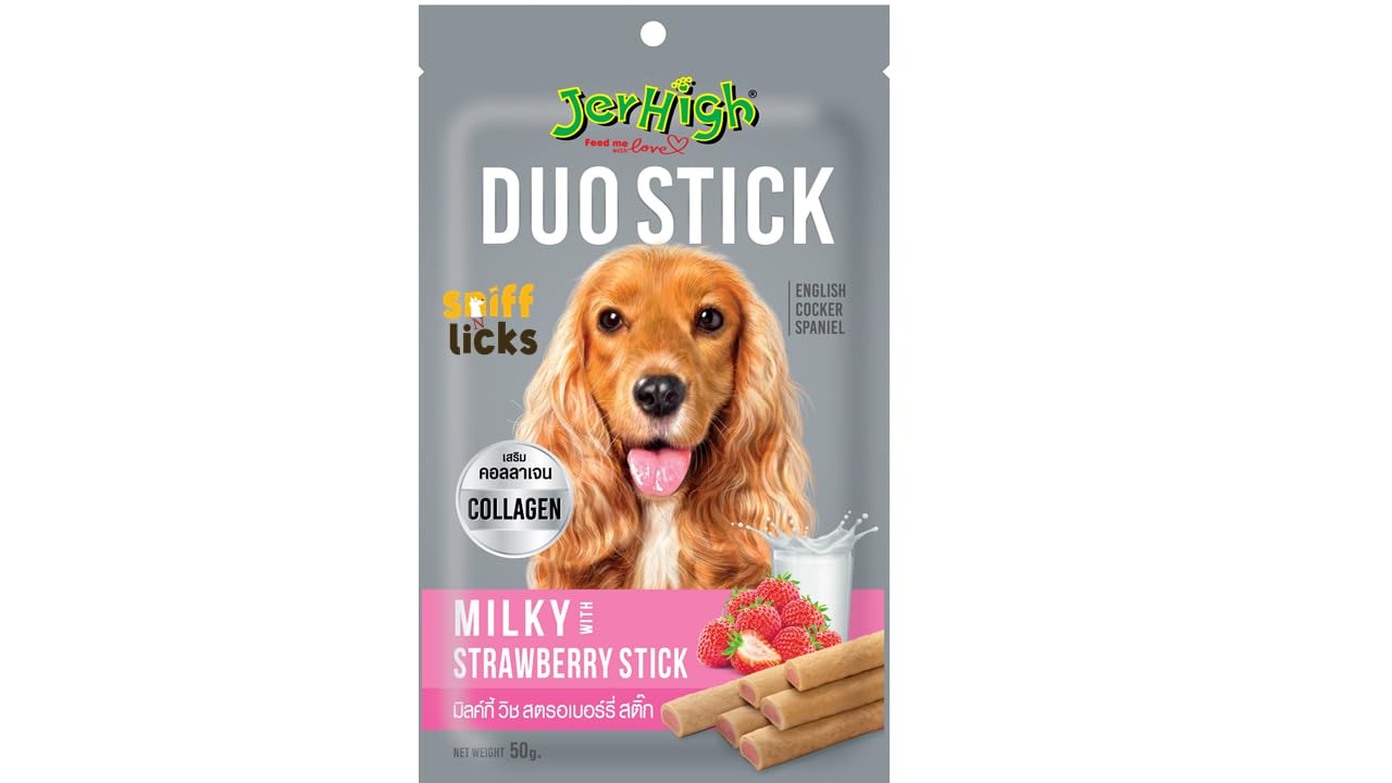 JerHigh Duo-Stick All Life Stages Dog Treats, Human Grade High Protein Chicken, Fully Digestible Snack and Training Treat,Milky with Strawberry 50g, (Pack of 2) by Sniff N Licks (B0CSJYNJL5) Amazon Price History, Amazon Price Tracker
