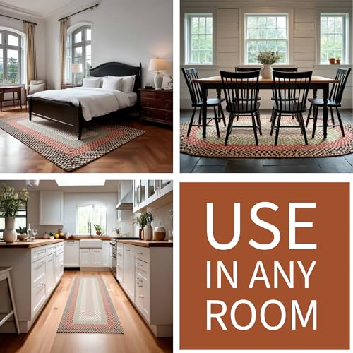 Super Area Rugs Runner 2' X 6' Brown - Red - Green Oval Braided Rug for Farmhouse/Primitive Style Kitchens and Bathrooms - image 9