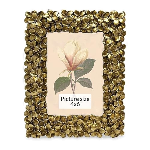 Image of Art Street Elegant Floral Resin Vintage Table Photo Frame 4x6 Inch Photo, Decorative Frames Perfect for Home Decor, Unique Gift Idea, Durable, Birthday, Wedding, Return Gift - Royal Gold
