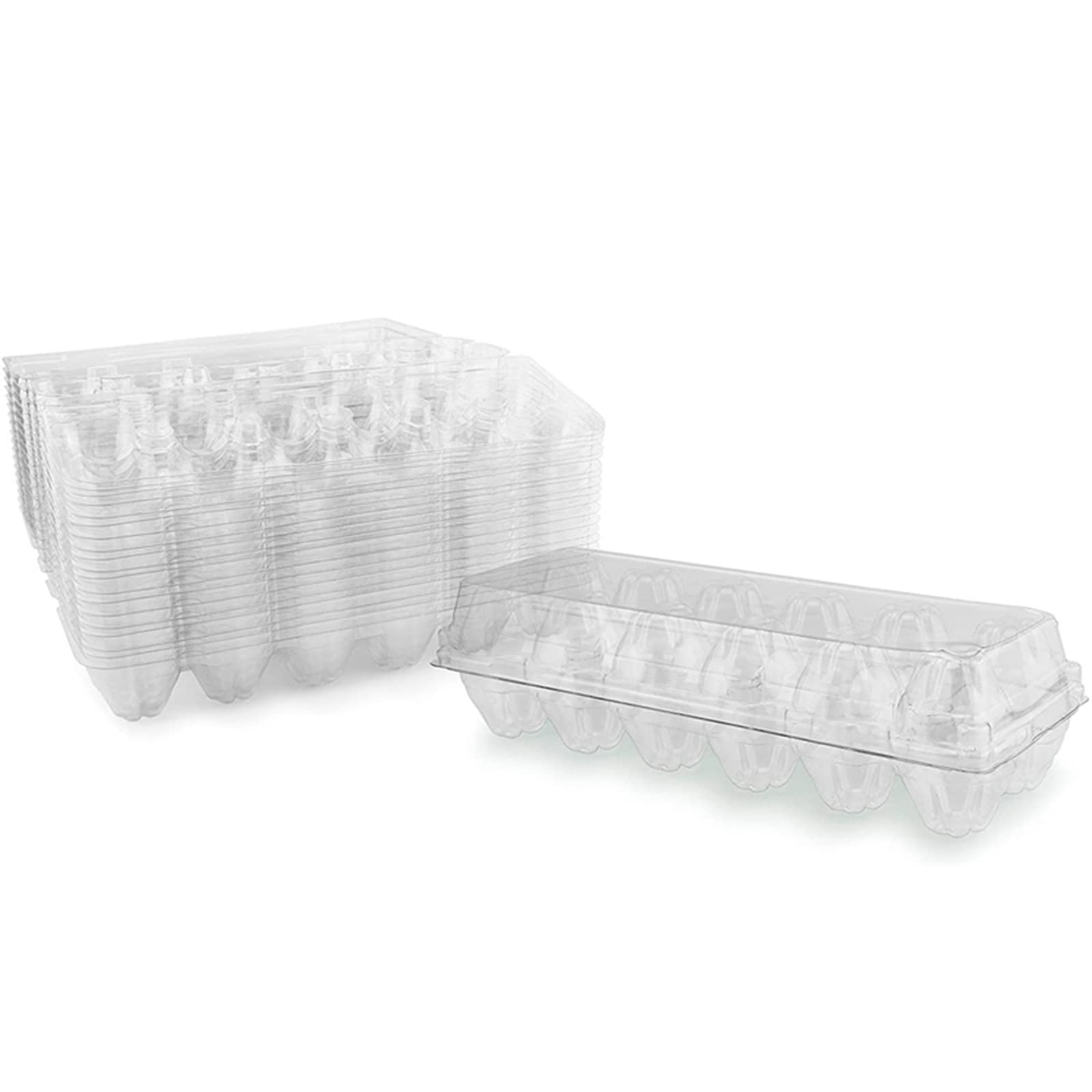 Cubo de Huevos para refrigerador Cartones de Huevos 50 Paquetes, Soporte de cartón de Huevos de plástico para 12 Huevos Soporte de Bandeja de Huevos Transparente Almacenamiento de Huevos de Pollo