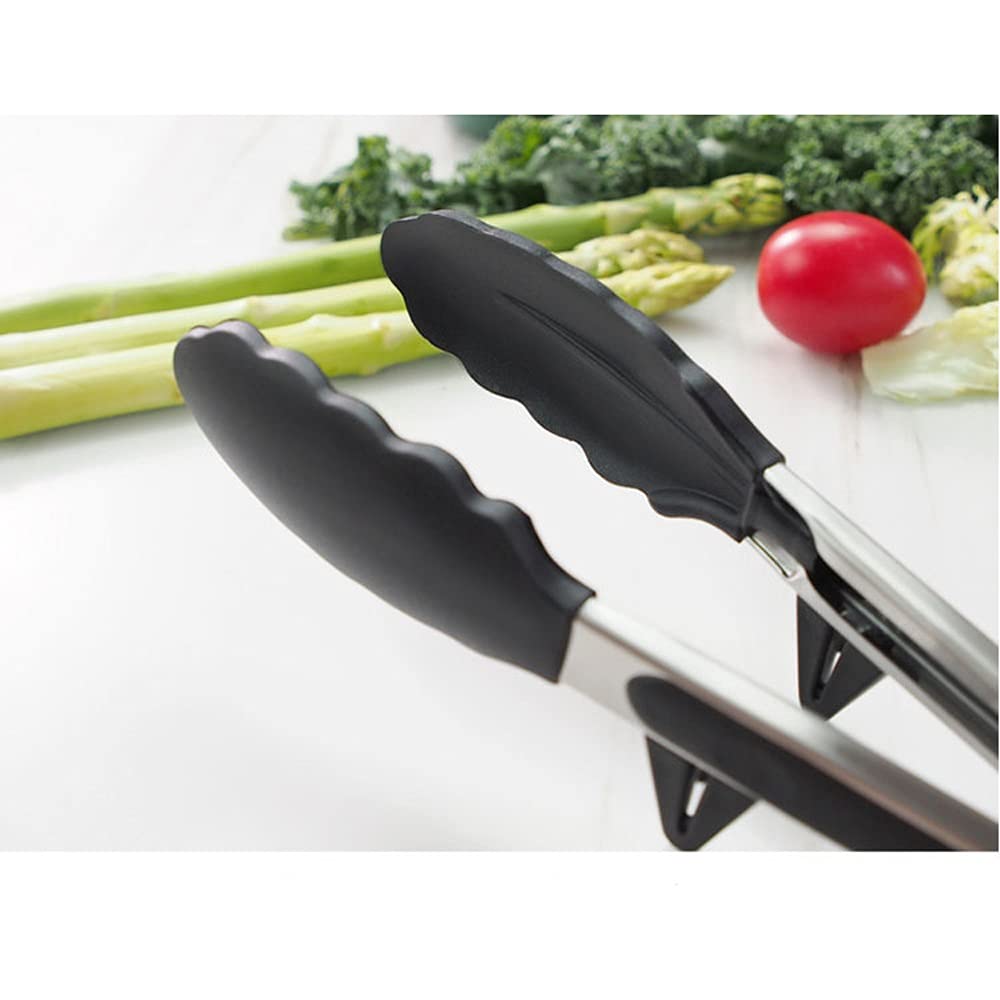 MRKU 1 Pieza de Pinza Resistente para cocinar, para Pan, Barbacoa, Hornear, Color Negro, con Cierre de Seguridad