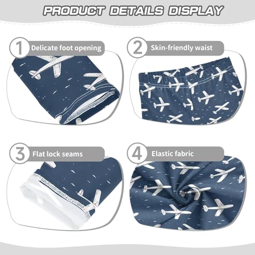 White Airplane Girls Leggings Soft Stretch Workout Yoga Dance Pants for Kids Casual Tights3