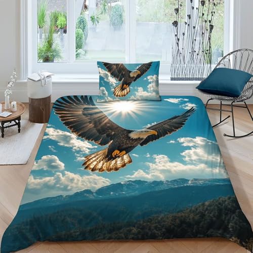 Housse de couette single animaux imprimé 3D pour chambre de filles - 3