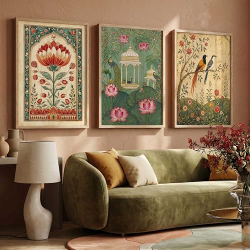 Image of kotart Traditional Art Wall Painting Home Decoration With Frame For Living Room Bed Room Hotel Wall Decor Digital Reprint Engineered Wood Set of 3 (14X20 INCH)