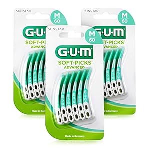 GUM SOFT-PICKS ADVANCED Interdentale Reiniger/Eenvoudige en zachte reiniging van de interdentale ruimtes/Comfortabel in gebruik/Gemakkelijke toegang tot alle interdentale ruimtes (Medium, 3)…