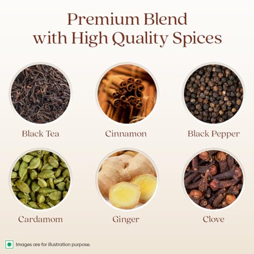 Image of 1868 by TATA Tea Masala Chai, Blend of Assam Black Tea, Cinnamon, Black Pepper, Cardamom, Ginger, Clove, Spicy, Malty, Aromatic, Whole Loose Leaf, From House of TATA (30 Cups /100g)