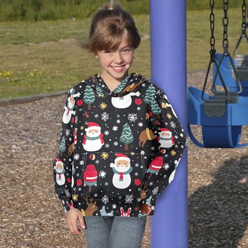 Kids Hoodies Sweaters Christmas Xmas Santa Claus Hooded Sweatshirts with Big Pockets for Boys Girls B04003484