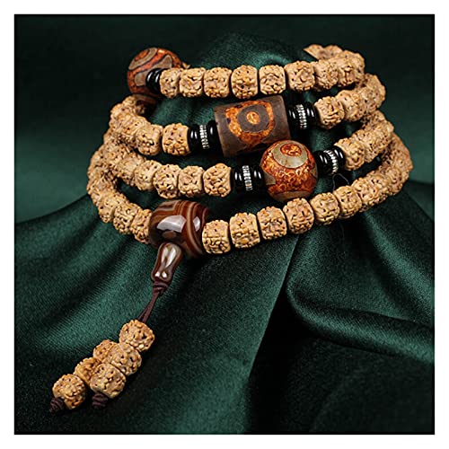 Bracelet 108 Perles de Mala en graines de Bodhi naturelles façonnées à la main pour méditation