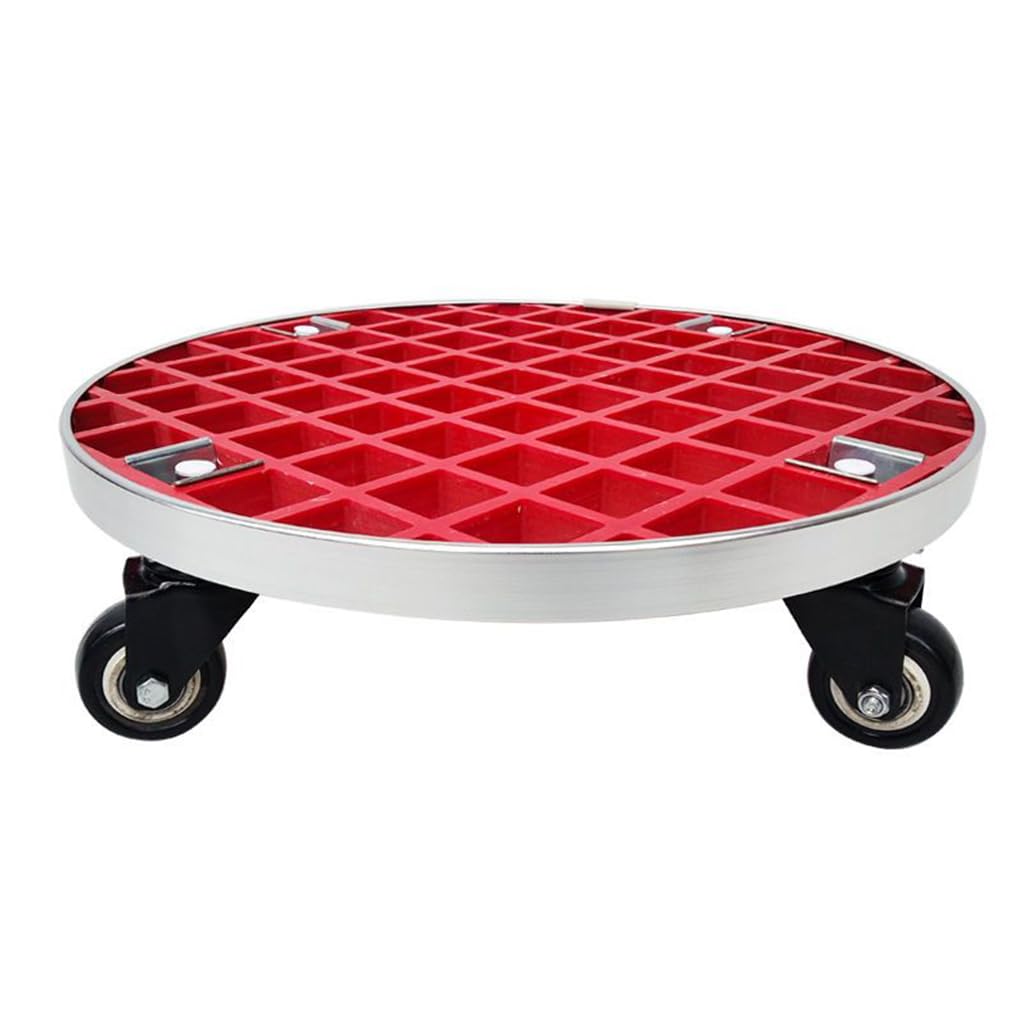 Heavy Duty Plant Caddy 440Ib Capacity For Moving Large Potted Plants Heavy Items, Round Lattice Rolling Plant Stand Dolly With Lock Wheels Outdoor Indoor Plant Dolly Red-67Cm/26In,Red-51Cm/20In