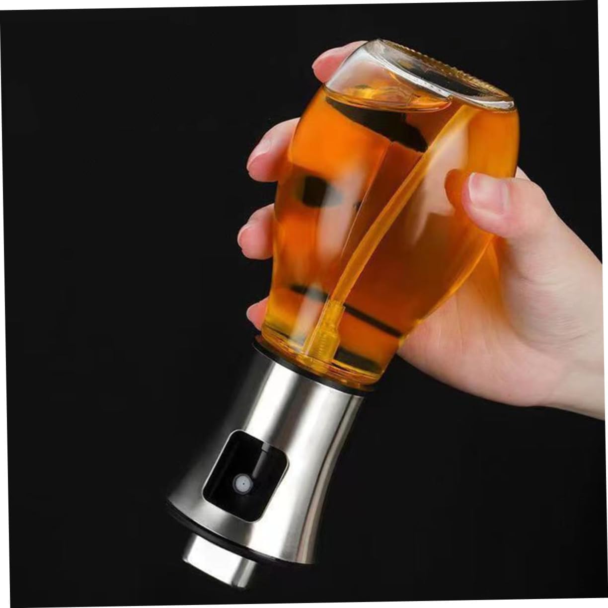 DECHOUS 2pcs Stainless Steel Oil Spray Bottle Glass Dispenser for Cooking Baking Bbq and Salad Tool