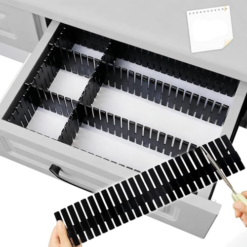 16 Stück Schubladenteiler, Schubladeneinteiler, Schubladentrenner Verstellbare Schubladen Organisers Trennwände, Schubladeneinsatz für Unterwäsche, Socken, Kosmetik, Schlafzimmer, Büro,DIY (Schwarz)