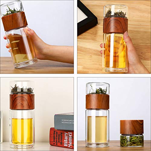 UPKOCH Garrafa Infusor De Chá Dupla Camada de Isolamento Copo de Vidro Garrafa De Chá De Vidro Com T