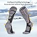 PerGar Heated Socks, 3 Speed Cotton Elastic Socks, Unisex Dark Gray Battery Powered Winter Socks, Toe Warmers for Feet, for Camping Fishing Cycling