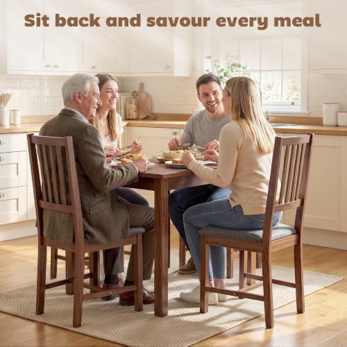 Image of HOMCOM Wooden Dining Chairs Set of 4 with Slat Backrest, Farmhouse, Walnut