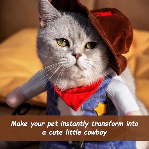 1 x Cowboy-Kostüm für Haustiere, 1 x schwarze Brille, lustiges Hunde-Kostüm, stehendes Haustier-Kostüm, Cowboy-Uniform für Haustiere, inkl