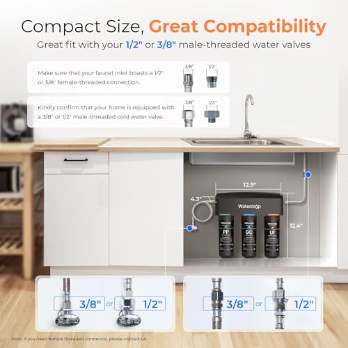 Image of Waterdrop WD-TSA-UF 0.01 μm Ultra Filtration Under Sink Water Filter System, 9 Stage Under Sink Water Filtration System, Reduces Chlorine, Taste and Odor, Fluoride, Connects Directly to Your Faucet