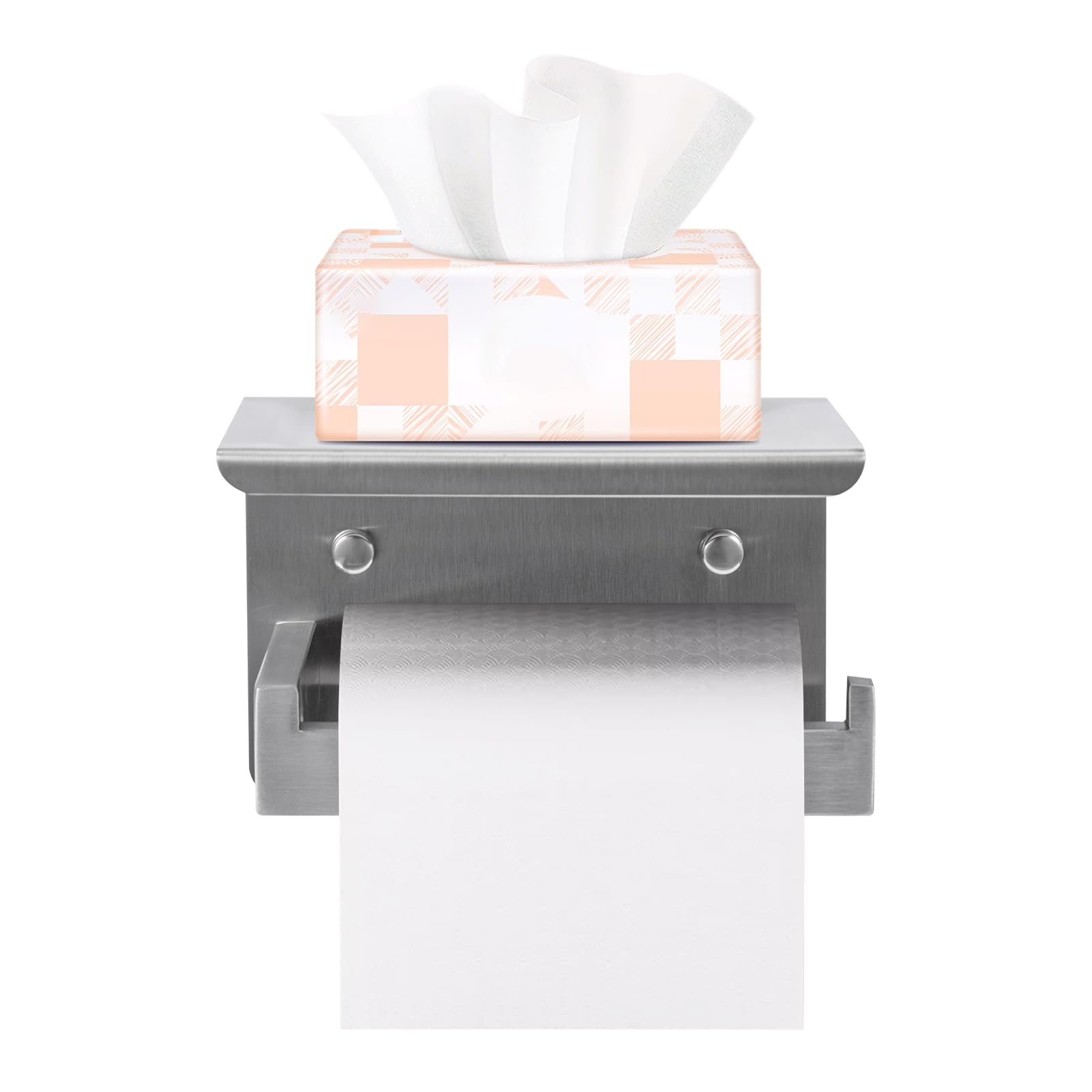 M.J COMFY-LIFE Toilet Paper Roll Holder with Shelf, Self-Adhesive No-Drill Stainless Steel, Durable and Easy to Install, Perfect for Bathroom and Office (Silver)