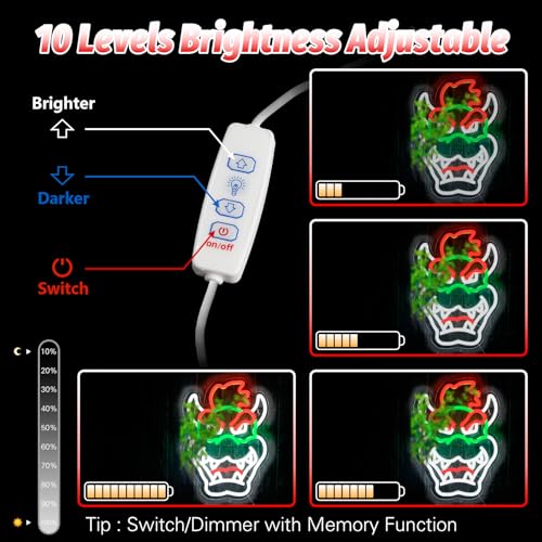 Image of Anime Neon Sign Gaming Neon Sign Anime Flex Neon Light Sign Bedroom Wall Decor Bar Shop Sign Gamer Gifts for Boys (Long)