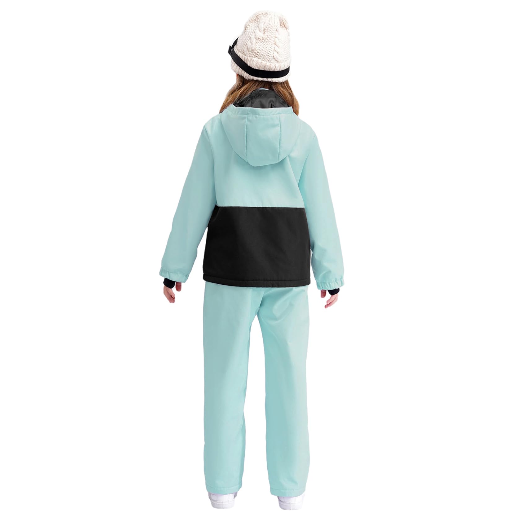 inlzdz Enfant Fille Garçon Combinaison de Ski Veste avec Pantalon Imperméable Veste de Ski Snowboard Coupe-Vent Blouson de Voyage Randonnée Jackets