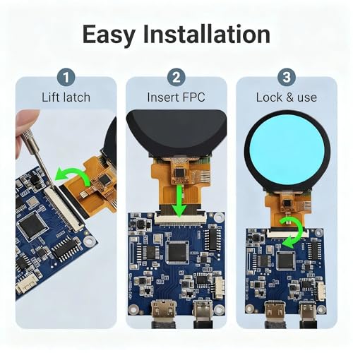 Image of TekGroAml 2.1 Inch Round Touch LCD Display with 480x480 HDMI Board | 300 nits IPS Capacitive Touchscreen, for PC Touch Panel, SBC Dashboard, Windows Compatible